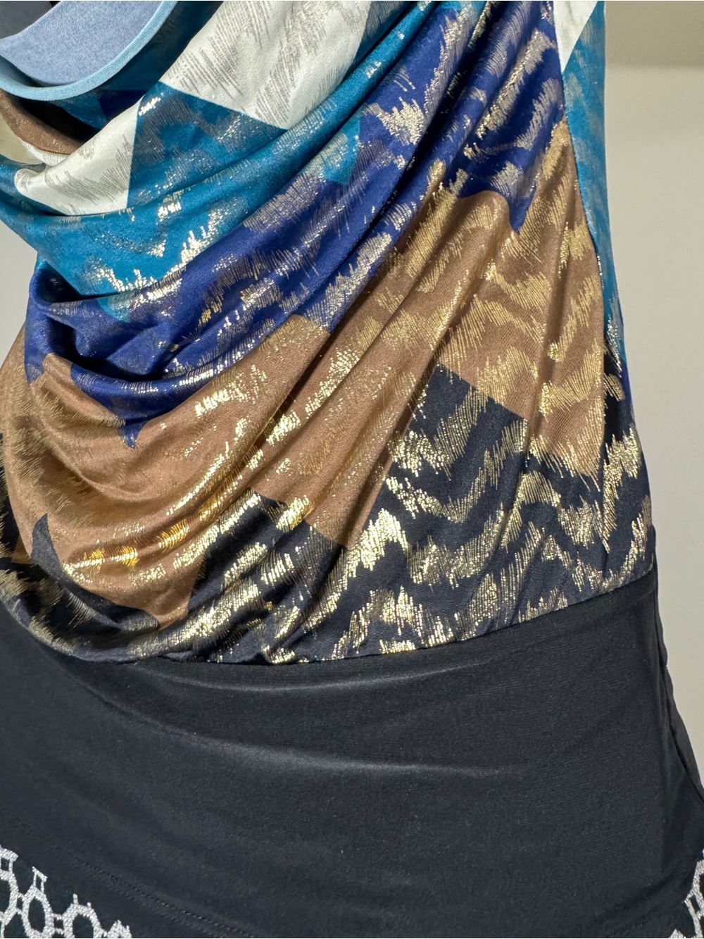 Y2K Gidani USA Multicolor Draped Cowl Tank Gold Hardware - Picture 4 of 6